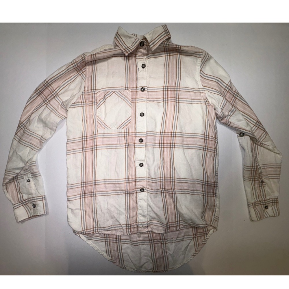 Magellan Outdoors Willow Creek Plaid Flannel Shirt Womens XS Pink White Cotton